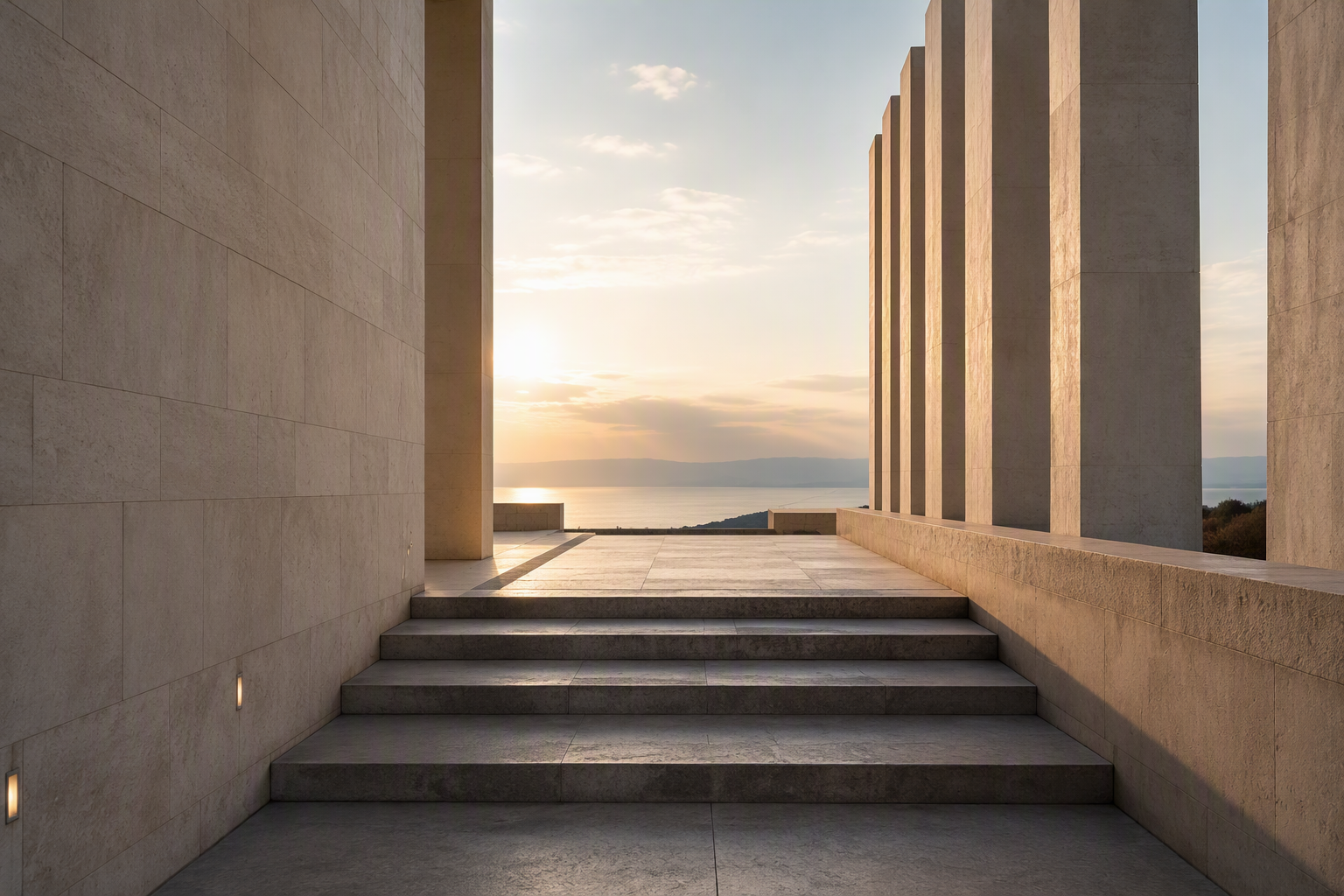 Architectural staircase representing structure, clarity and long-term freedom.